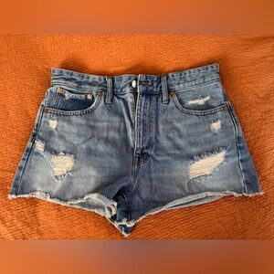 MADEWELL Distressed Blue Denim Shorts